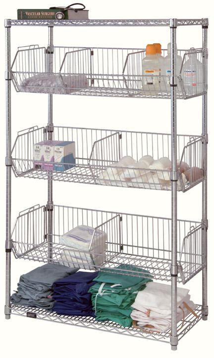 Stationary Wire Basket Units - Chrome