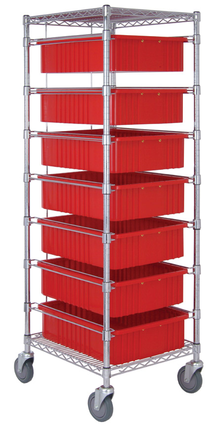 Bin Cart with Dividable Grid Containers