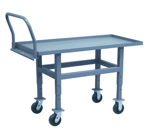 Platform Truck - Raised, 1 1/2" Lipped Deck, Adjustable Heights - 30x60