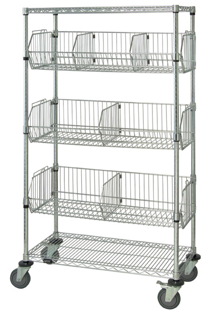 Mobile Wire Basket Units - Chrome