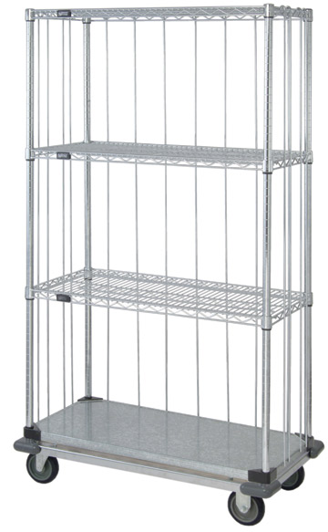 3-Sided Dolly Base Wire Shelf Cart