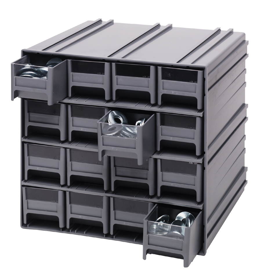 11-3/8"D x 11-3/4"W x 11"H / 16 Drawers