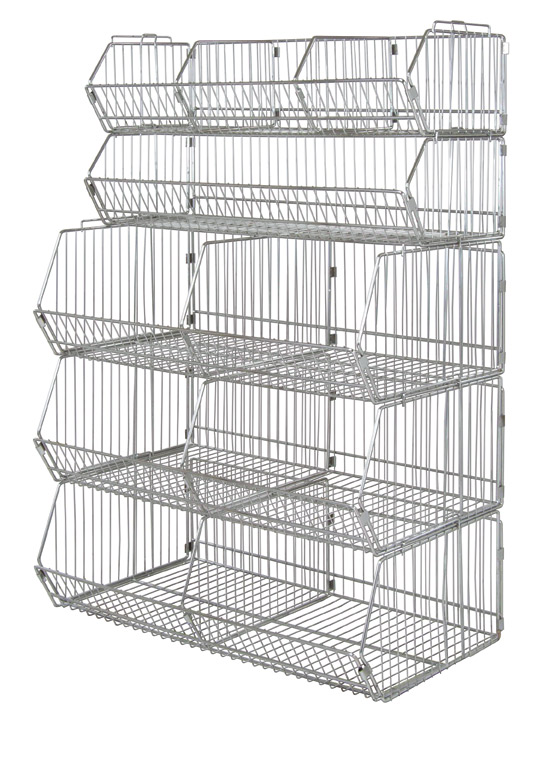 Mobile Wire Basket Unit - Chrome