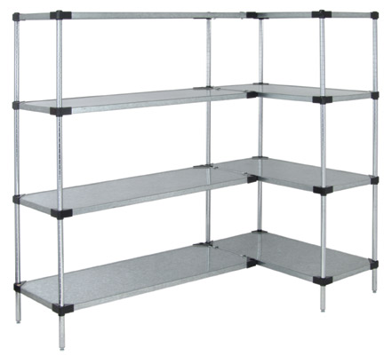 86"H Solid Shelf Add-On Unit - Galvanized
