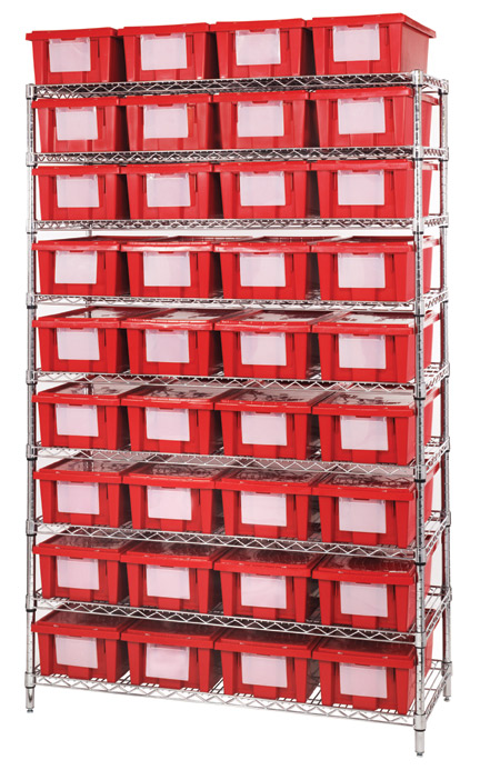 Wire Shelving Unit w/ stack and nest totes