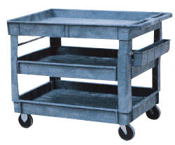 Plastic Utility Service Carts - 24 x 36 - 2 Shelf