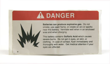 Warning Decal, Danger, Battery